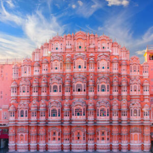 Pink palace Hawa Mahal, Jaipur, India, beautiful sunset view.